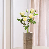 Luxury 5-Headed Rose "Real Touch" – White/Green