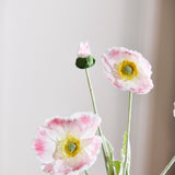 Poppy Flower "Real Touch" - White/Pink